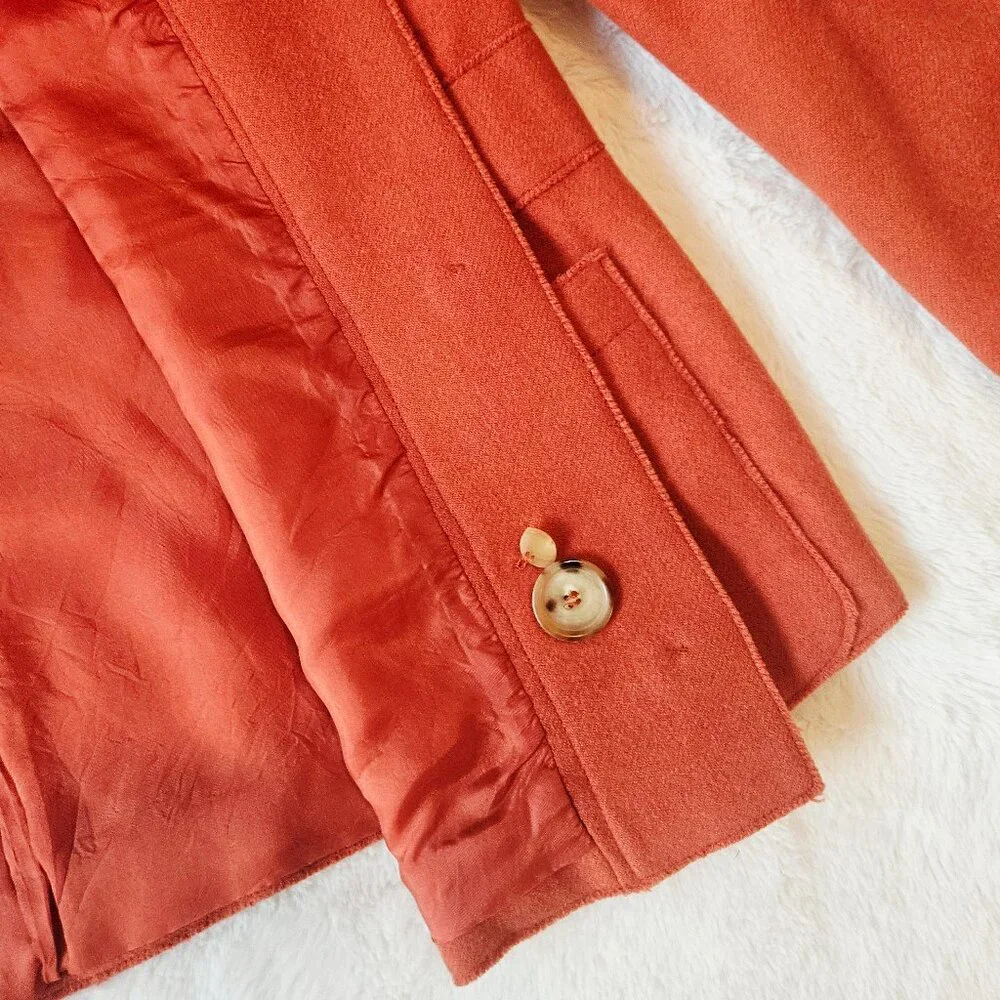 Akris Punto Women's Jacket Blazer Wool Angora Orange Size 14 - Picture 5 of 7